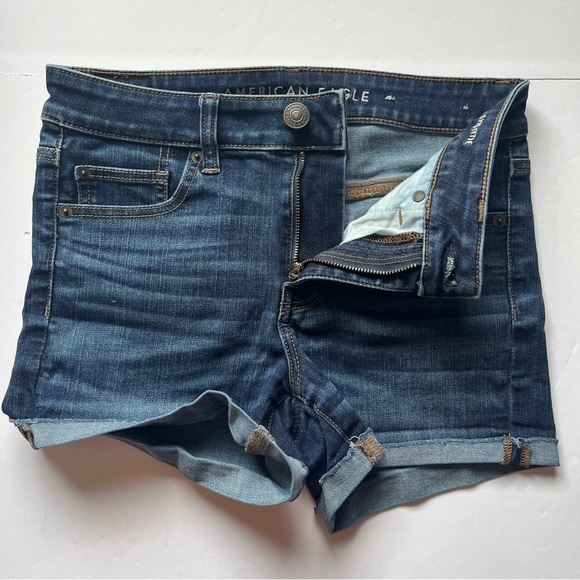 American Eagle Ne(x)t Level Stretch Hi Rise Shortie Denim Jean Shorts AE  Sz 4 - Picture 11 of 11